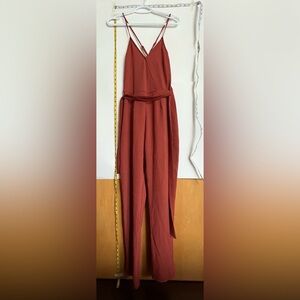 Seven Sisters Dark Orange Spaghetti Strap Jumpsuit NWT S